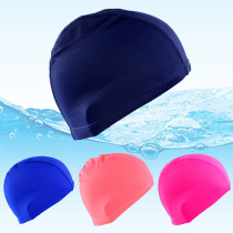 Swimming pool adult men and women Universal fashion ear protection nylon cloth solid color dazzling swimming hat long hair suitable