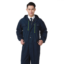 Thickened cotton one-piece protective clothing set auto repair factory shipyard welding suit labor insurance dustproof cap and large size tooling