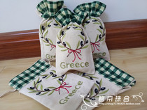Greek original simple handmade cotton and hemp embroidery Fashion spice bag coin bag Key bag Card bag cloth belt