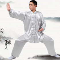 Elastic South Korean silk Taiji clothing spring and summer middle-aged Taijiquan clothing male practice clothing martial arts performance clothing kung fu shirt