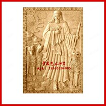 Sandstone European relief Jesus Shepherd mural background wall sandstone fountain sculpture landscape flower pot garden flower pot
