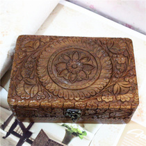Pakistani handicrafts walnut wood carving three-dimensional relief European retro court jewelry box MD566