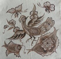 Danzhai Miao batik batik painting Pheasant pattern bird totem Sparrow pattern flower and bird pattern can be customized