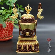 Tobas artificially Tibetan Buddhist instruments for Nepals handmade semi-gilt gold with flag-21 5