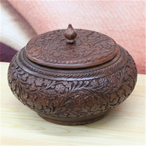 Pakistan walnut wood carved vintage creative 8 inch dried fruit candy storage tank holiday wedding gift BM104