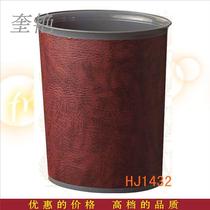 Hotel private room bathroom oval plastic foreskin leather surface single-layer durable resistance room wine red trash can