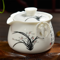 Ceramic cover bowl Large hand grab pot tea bowl Dehua white porcelain Puer tea bowl Kung Fu tea set Sancai bowl Tea cup