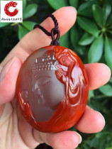 Sichuan Liangshan Jiukou South Red Agate Ice Floating Persimmon Red Carving Day Tilai Buddha Carved Buddha Pendant Pendant Male
