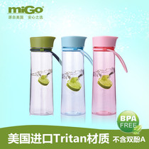  MIGO plastic water cup Childrens leak-proof cup Lemon cup portable sports kettle men and women with lid creative water bottle