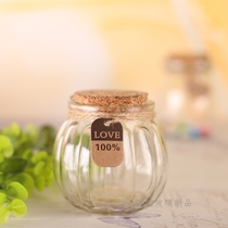 Transparent pumpkin wishing bottle snack storage bottle glass bottle with Cork hydroponic flower arrangement office computer desk decoration