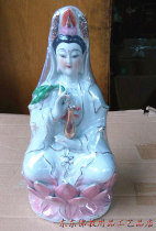 Sculpture ceramic painted 14 inch Guanyin Buddha statue 35cm Great Compassion Avalokitesvara Bodhisattva for Guanyin