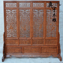 Dongyang wood carving Chinese porch screen vertical seat screen floor screen living room bedroom partition solid wood double-sided carving