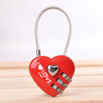 Ronderzinc Alloy Padlock Heart-shaped Couple Concentric Lock Steel Rope Code Lock Student Big Red Loving Digital Password