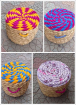 Yunnan Dali Weishan Creative Home Minority Featured Grass Straw Stool Primary Color Same Color No. 2