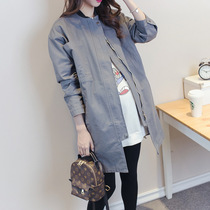 Fashion Korean version of maternity casual loose size pregnant women trench coat long sleeve top long loose size