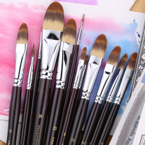 South Korea hwhong Huahong nylon watercolor pen 848 professional art beginner set gouache acrylic pen single solid wood oil brush oval head watercolor painting brush