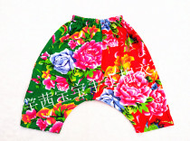 Northeast Large Red Flowers Children Cross Pants Pure Cotton Big PP Pants Baby Drop Crotch Pants Kharen Pants New Wave Mandarin Pants