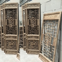 Dongyang wood carving antique doors and windows Chinese solid wood flower grid background partition wall partition solid wood door carved door Flower Gate gate door