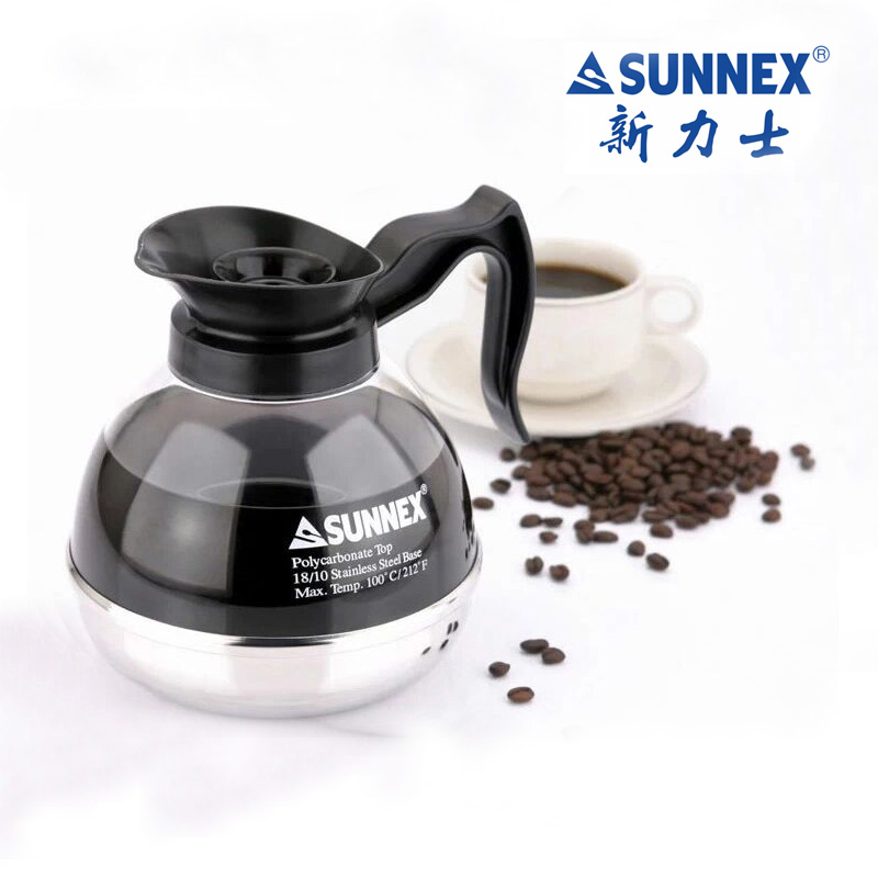 SUNNEX New Rex PC Steel Bottom Coffee Pot Cafe Service Pot Transparent Coffee Pot 23959