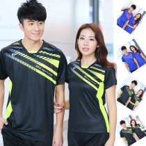 New short quick-dry ping-pong badminton suit couple tops mens and womens sports short-sleeved T-shirt half-sleeved shirt printed