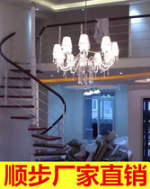 Overall solid wood stairs Steel wood stairs Rotating column Stepping guardrail Custom European-style Chinese handrail Duplex attic