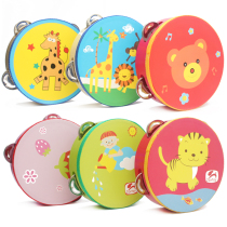 Toddler dance tambourine cartoons rattle tambourine wooden instruments kindergarten baby toys