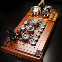 Qin Yihuali solid wood tea tray set of four-in-one induction cooker Purple Sand Kung Fu tea set Household living room tea table