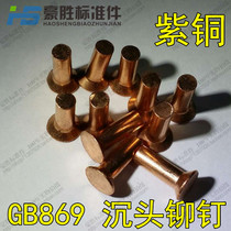 m 2 m2 5 series GB869 COUNTERSUNK copper rivets solid rivet countersunk head solid copper rivet 1kg