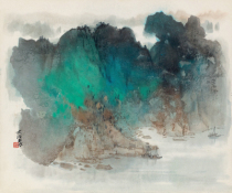 Art micro-spray Song Wenzhi Chunjiang Sailing 40x33cm