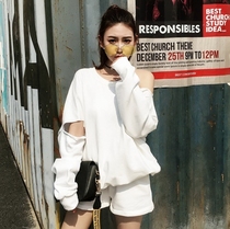 Spot Fashion Suit Korea Dongdaemun Woman Spring Autumn Loose big code dew shoulder Sexy Cave Clothing Shorts Casual