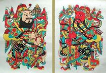 Wuqiang New Year Painting Traditional Handmade Woodcut Ancient Edition of the Qing Dynasty New Year Painting -- Shen Tu Yu Leis Gift Collection National Gift Gift Collection