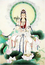 Ultra-clear color cross-stitch re-drawing drawing source file Guanyin Bodhisattva sitting lotus Guanyin Buddha statue 1