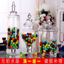 European transparent glass candy jar with lid glass storage jar soft glass bottle decoration wedding dessert table ornaments