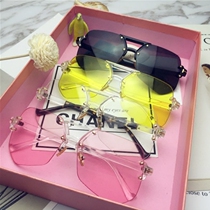 Wang Liuwen Li Xiaolu same sun glasses female tide transparent glasses irregular personality female flat mirror driver sunglasses
