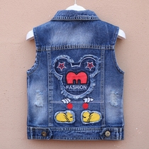 Childrens clothing Han version 4 Children denim waistcoat Spring autumn season thin section New products 3 men and women Shoulder Cowboy Vests 100 hitch