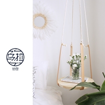 Ura handmade leather hanging table Hanging ornaments A few flower pots hanging rope ins good living bed and breakfast coffee table Bedside table