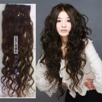 Full real hair hair clip long curly hair wig curly hair piece fluffy natural can be dyed and hot