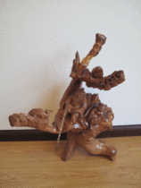 Folk natural root carving wood carving Home decoration crafts character ornaments-Ye Sun fishing crane 55cm