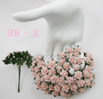 Handmade mulberry paper flower R8 rose single flower diameter 1 5cm monochrome 10 1 bunch