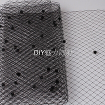 Special price black European and American round velvet dot mesh yarn 25CM wide bridal headdress wedding veil one meter price