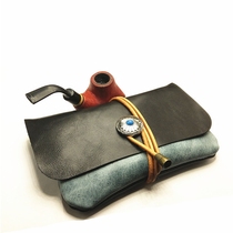First layer cowhide hand-made color-block retro pipe bag cigarette bag clutch bag storage bag pipe bag