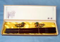  (Four diamond old shop)Weifang Yijiang-Mahogany inlaid silver products-Mahogany inlaid silver chopsticks(2 pairs of mandarin duck racks)