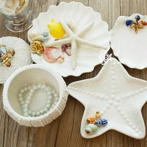 Mediterranean shell starfish jewelry storage box ceramic living room decoration craft ornaments Valentines Day birthday gift