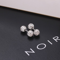 Korean style fashion super flash full of diamond ball double head stud titanium steel exquisite double ball screw ear bone stud earrings jewelry