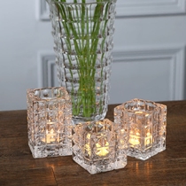 Wedding banquet decoration bar KTV cafe night light square transparent glass crystal candle holder tea candle Cup