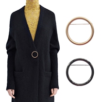 Japan-ROK geometric hollowed-out large round ring brooch round brooch round biking hooded sweater clothed button male and American minimalist decorative buckle