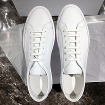Handmade common white shoes mens Korean flat flat lace-up wild white board shoes mens couple casual shoes small black shoes