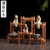 Show the frame of redwood purple pot rack Tea frame Xiaobo Ancient Flower Pears wood solid wood bracket Dobao pagoda base