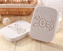 Cute cartoon rabbit walnut wash face puff box with 2 pieces of cleansing powder puff clean face makeup remover sponge powder puff