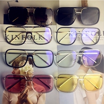 Huachen Yu Zhu Yaywen with transparent generous frame glasses women Net red retro personality sunglasses Street Photo sun glasses men